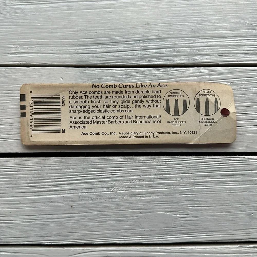 NIB Vintage ACE Rubber Comb